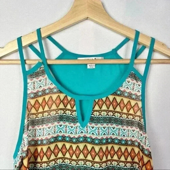 Papaya Y2K Blue & Yellow Printed Sheer Tank Top S - Picture 3 of 5